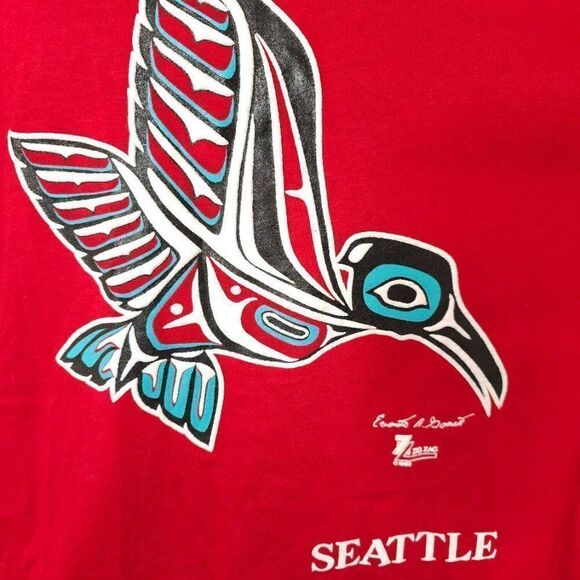 Raven Northwest Coast Art T Shirt Vintage 80s Seattle Made In USA Mens Large - Picture 2 of 7